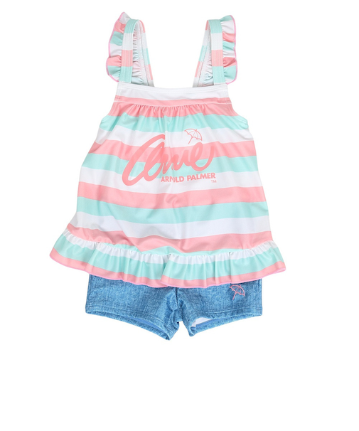 アーノルドパーマー（Arnold Palmer）水着 キッズ 女の子 ボーダー ワンピース 312201-24 PNK