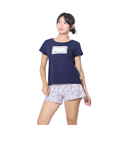 フィラ（FILA）水着 4点セット ガールズ ロゴTシャツ付き 324603-NV ネイビー 上下水着 フラワー