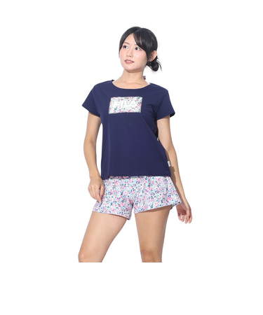 フィラ（FILA）水着 4点セット ガールズ ロゴTシャツ付き 324603-NV ネイビー 上下水着 フラワー