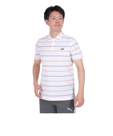 プーマ（PUMA）ESS ストライプ 半袖ポロシャツ 680693 02 WHT