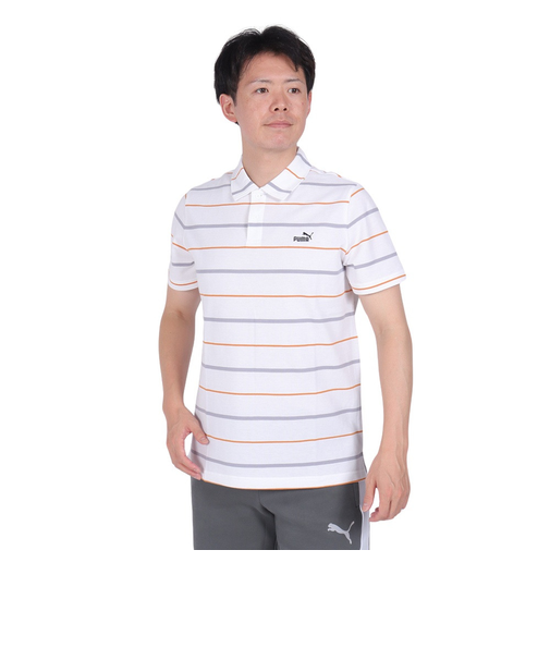 プーマ（PUMA）ESS ストライプ 半袖ポロシャツ 680693 02 WHT
