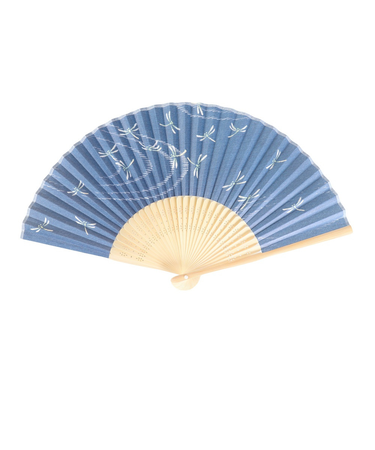 美濃和紙扇子 白竹中彫 紺地トンボ NT 5050