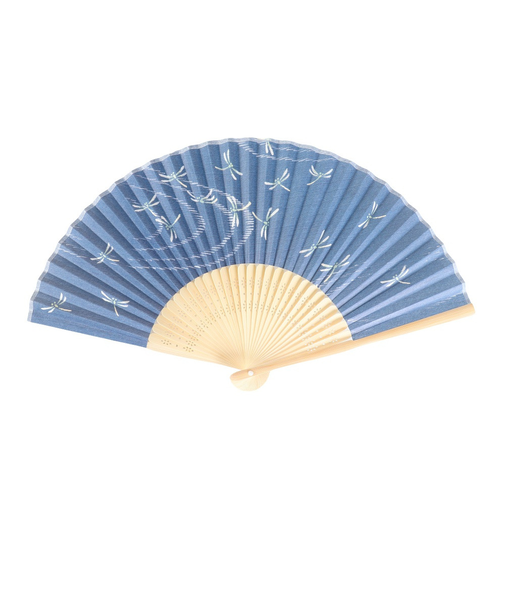 美濃和紙扇子 白竹中彫 紺地トンボ NT 5050