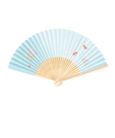 美濃和紙扇子 白竹中彫 金魚 NT 5054