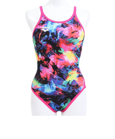 アリーナ（ARENA）競泳水着 レディース 水泳 トレーニングワンピース オープンバック AS4FWM05W BKPK ブラック ピンク