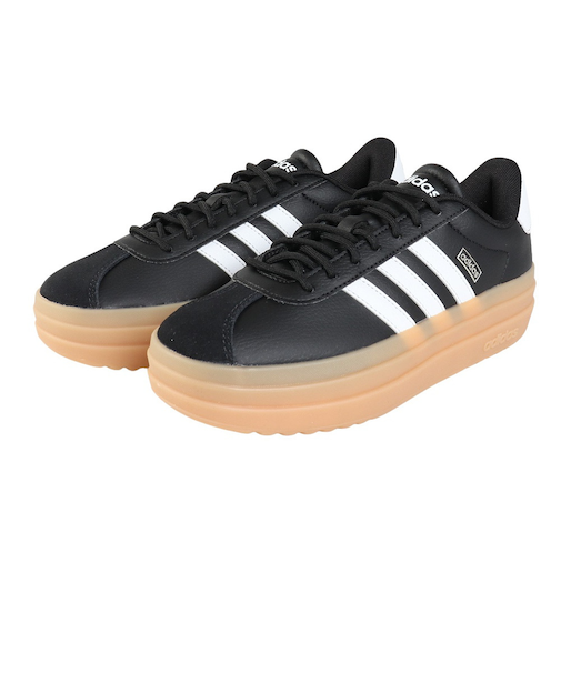 アディダス（adidas）スニーカー VLコートボールド ブラック ホワイト IH3081 スポーツシューズ 厚底 普段履き 登校 通学 スタイリッシュ