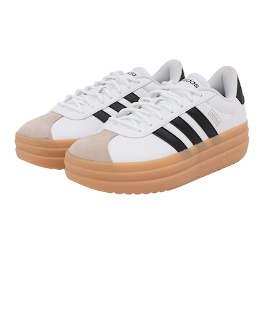 アディダス（adidas）スニーカー VLコートボールド ホワイト ブラック IH3083 スポーツシューズ 厚底 普段履き 登校 通学 スタイリッシュ