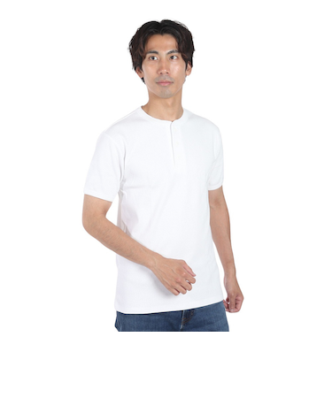 ヘルスニット（Healthknit）ヘビーウェイトリブ ヘンリーネック 半袖Tシャツ 53016 OFF