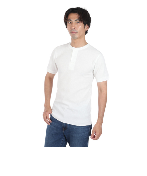 ヘルスニット（Healthknit）ベーシックワッフル ヘンリーネック 半袖Tシャツ 601S OFF