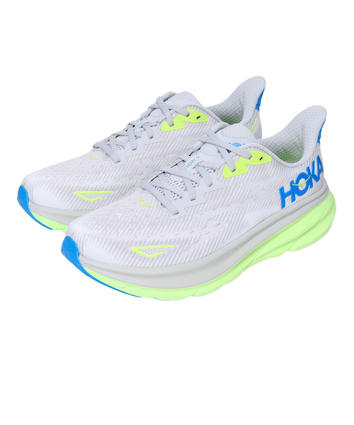 ホカ(HOKA)ランニングシューズ クリフトン9 ミディアムグレー フラッシュイエロー 1127895-STLC スニーカー … ホカ（HOKA）ランニングシューズ クリフトン9 ミディアムグレー