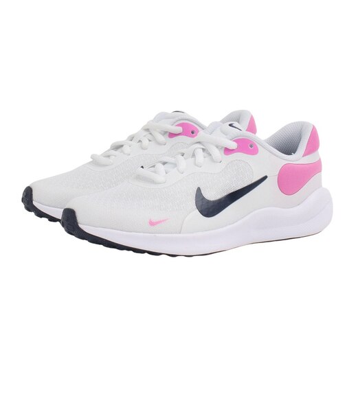 ナイキ（NIKE）ジュニア スポーツ シューズ レボリューション7GS ホワイト ピンク FB7689-103 スニーカー クッション性 学校 部活 登校 通…