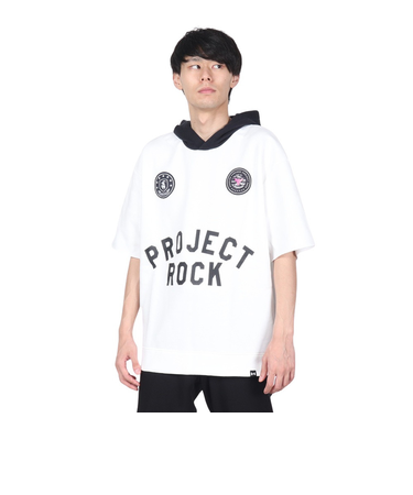 アンダーアーマー（UNDER ARMOUR）プロジェクトロック アイコンフリース バッジオブオナー ショートスリーブ フーディー 1386886 100