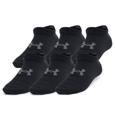 アンダーアーマー（UNDER ARMOUR）ジュニア エッセンシャル ノーショー ソックス 6足組 1382610 001 子供 黒