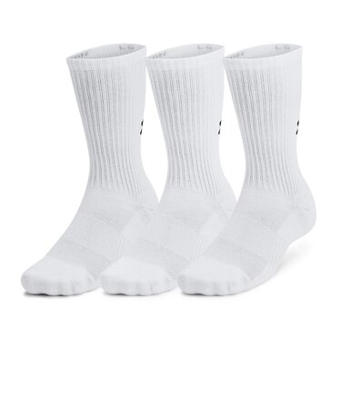 アンダーアーマー（UNDER ARMOUR）トレーニング コットン クルー ソックス 3足組 1386311 100 白