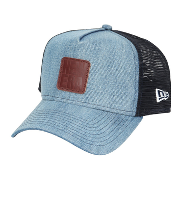ニューエラ（NEW ERA）9FORTY A-Frame トラッカー Denim Leather Patch キャップ 14307480