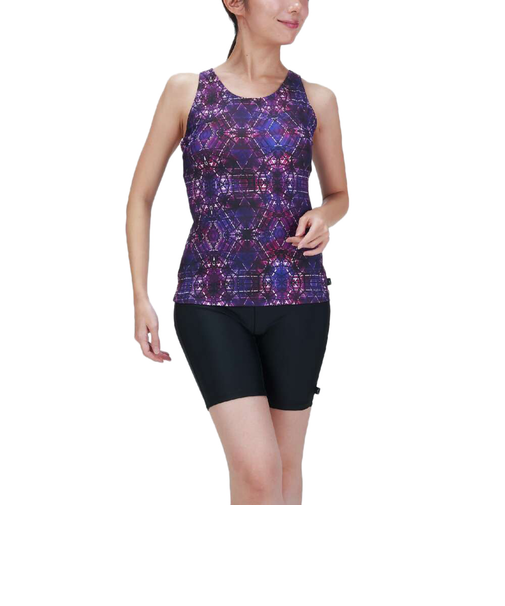 ミズノ（MIZUNO）フィットネス水着 アクアフィットネス用セパレーツ ボタン付 N2JGB84667 パープル