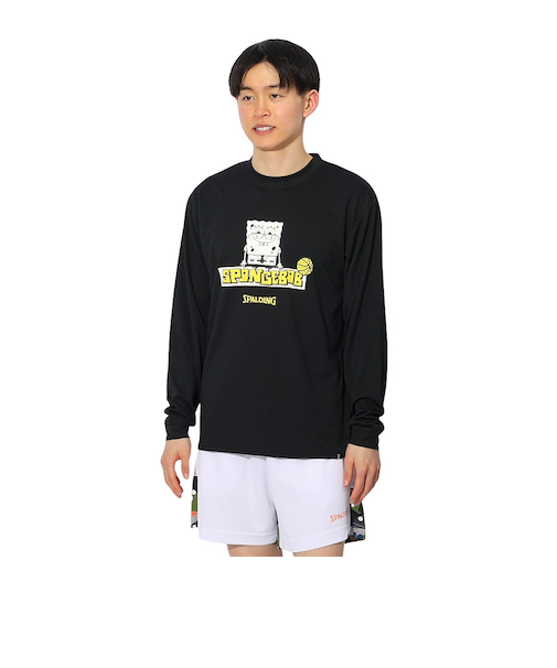 スポルディング（SPALDING）バスケットボールウェア 長袖 Tシャツ スポンジ・ボブ イエロー SMT24139SBK