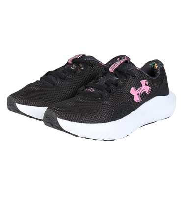 アンダーアーマー（UNDER ARMOUR）ランニングシューズ チャージドサージ4プリント ブラック ピンク 3027942 001 スニーカー クッション性…