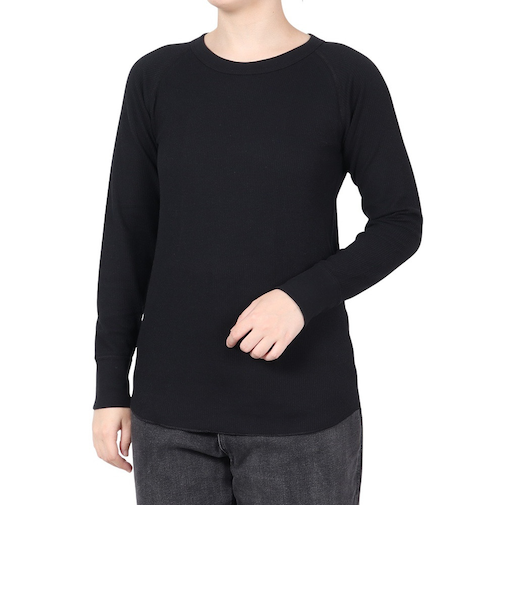 ヘインズ（Hanes）ワッフルクルーネック 長袖 Tシャツ HW4-A501 090