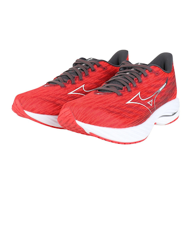 ミズノ（MIZUNO）ランニングシューズ ウエーブライダー28SW レッド グレー J1GC240407 スニーカー ジョギング トレーニング