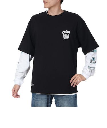 ベンデイビス（BEN DAVIS）長袖シャツ&半袖レイヤードTシャツ 24780035-BLK
