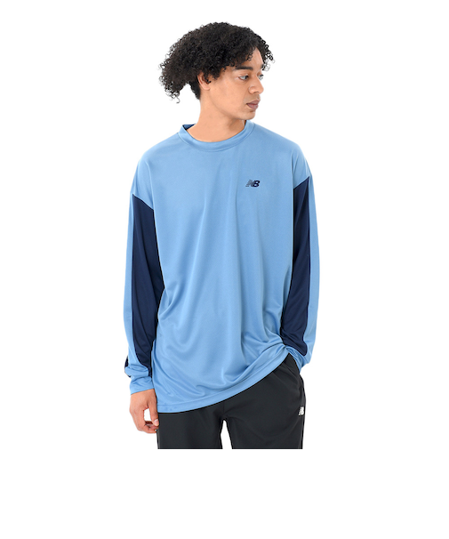 ニューバランス(new balance)バスケットボールウェア サイドカラーブロック ロングスリーブTシャツ AMT45180HEB