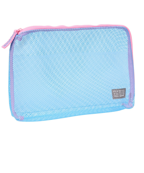 フラッティシアー ポーチ 5166アオ ステーショナリーケース マルチケース メッシュ