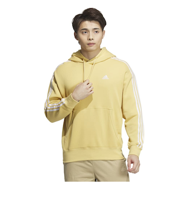 アディダス（adidas）エッセンシャルズ プラス ルーズフィット スリーストライプス フレンチテリー プルオーバーパーカー KWF08-JH1048
