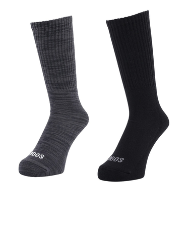 ロゴス 2足組 ロゴ クルーソックス 3275-23M DRK
