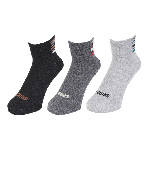 紳士 ロゴス 3足組 ベーシック撚り杢 SHT ソックス 1L509W MON