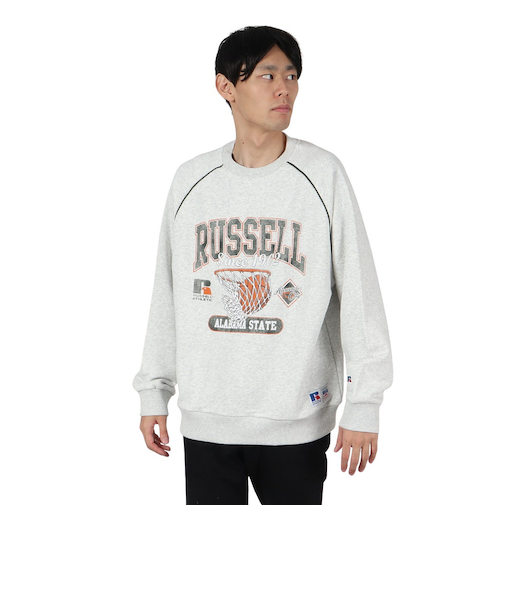 ラッセル（RUSSELL）HighCotton カスレプリント スウェットシャツ RBM24F0004 MGRY