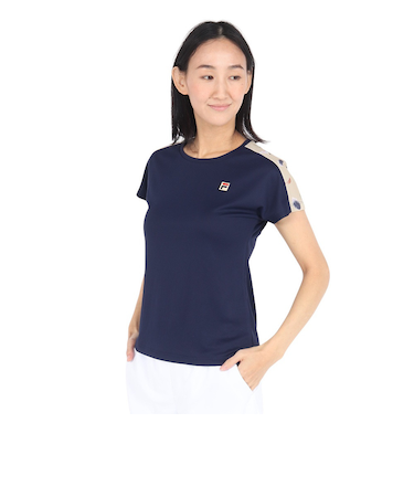 フィラ（FILA）テニスウェア フェザープリント バックホールメッシュ 切替 ゲームシャツ VL2911-20
