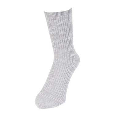 靴下 ふくらし ゆるピ丈 無地 リブ ソックス クルー丈 表糸綿100% 37752W GRY グレー