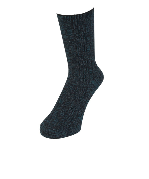 ふくらし ゆるピ丈 ケーブル柄 ソックス クルー丈 表糸綿100% 37770W KHA ダークグリーン 24.0-26.0cm