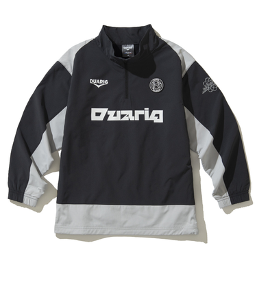 デュアリグ（DUARIG）サッカーウェア ジュニア 裏起毛 メッシュ 長袖 ハーフジップ ピステシャツ 4F0016-SCWR-742EG BLK