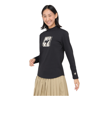 ルコックスポルティフ（lecoqsportif）テニスウェア モックネック 長袖シャツ ロングスリーブ LN4FLT11L BK00