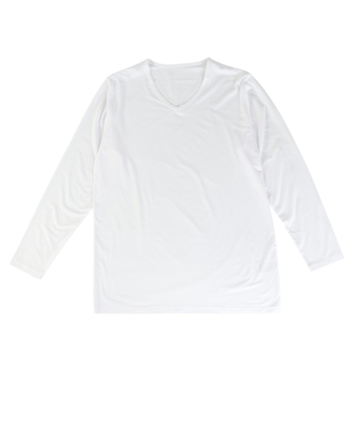 クー（Coo.）ヒートクロス 薄手 9分袖Vネックシャツ 891CO4GC0126 WHT 発熱素材 ホワイト