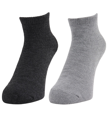 クー（Coo.）3層 アンクル丈 ソックス 2足組 895Q4GSA0077 GRY 吸湿 発熱