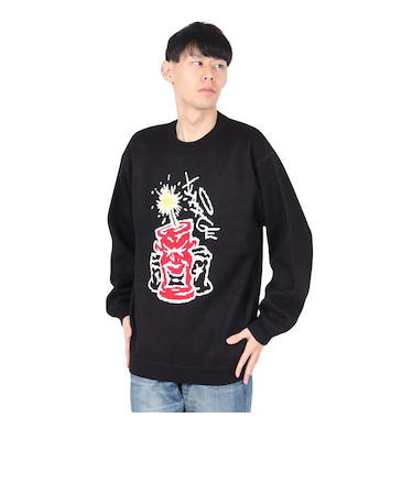 エクストララージ（XLARGE）FLAT DYNAMITE クルーネックニット セーター 101243015004-BLACK
