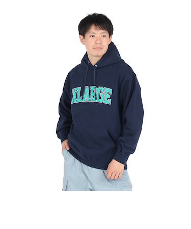 エクストララージ（XLARGE）ARCH ロゴ フーディー スウェットシャツ 101243012011-NAVY