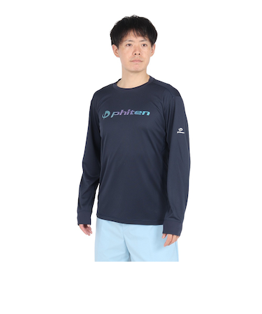 ファイテン（PHITEN）長袖Tシャツ ラメグラデ ネイビーブルー 3124JG63000
