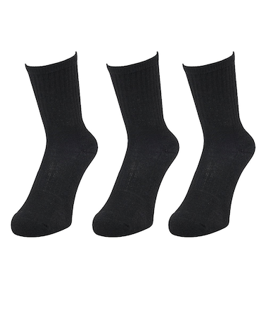 クー（Coo.）ヒートクロス 3足組 クルー丈 ソックス 895Q4GSA0057 BLK 黒 22-25cm 抗菌防臭