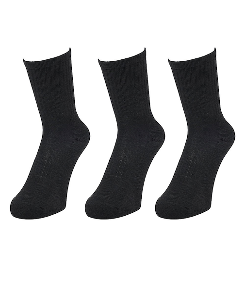 クー（Coo.）ヒートクロス 3足組 クルー丈 ソックス 895Q4GSA0057 BLK 黒 22-25cm 抗菌防臭