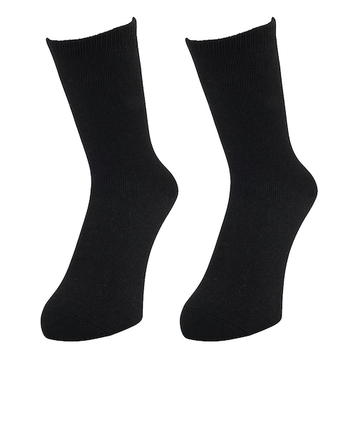 クー（Coo.）3層構造 2足組 クルー丈 ソックス 895Q4GSA0080 BLK 黒  22-25cm