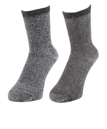 クー（Coo.）3層構造 2足組 クルー丈 ソックス 895Q4GSA0083 BRN 22-25cm