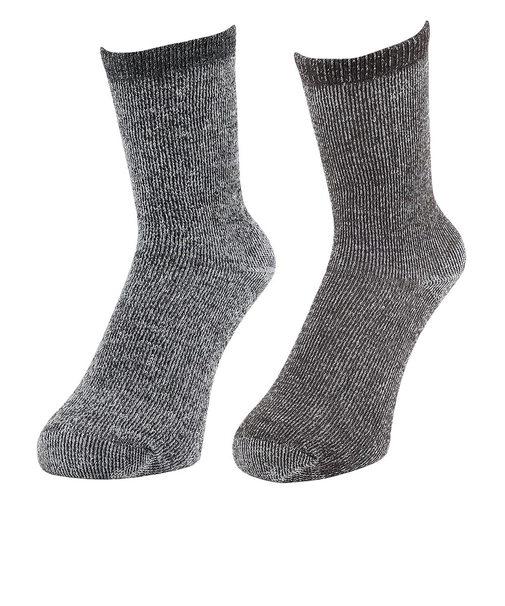 クー（Coo.）3層構造 2足組 クルー丈 ソックス 895Q4GSA0083 BRN 22-25cm