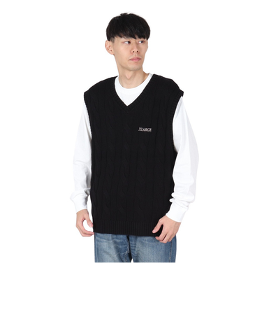 エクストララージ（XLARGE）CABLE KNIT ベスト 101243015001-BLACK