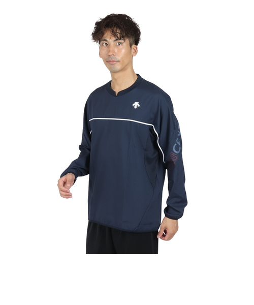 デサント　長袖シャツ　バレーボールウェア　紺.ネイビー　Mサイズ　ポリ綿　未使用 デサント 長袖シャツ バレーボールウェア 紺.ネイビー Mサイズ ポリ綿