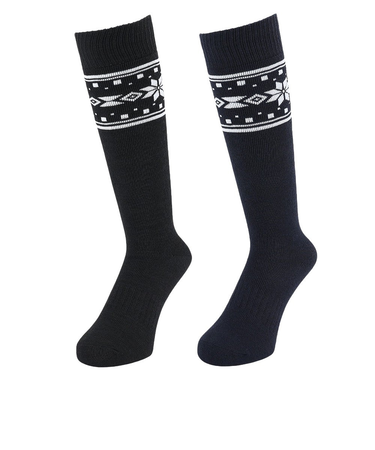 クー（Coo.）ヒートクロス クルーソックス 2足組 NVYBLKユキ3 895Q4GSA0013 NVY22 22-25cm 抗菌防臭