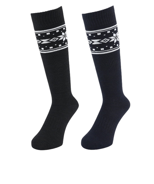 クー（Coo.）ヒートクロス クルーソックス 2足組 NVYBLKユキ3 895Q4GSA0013 NVY22 22-25cm 抗菌防臭